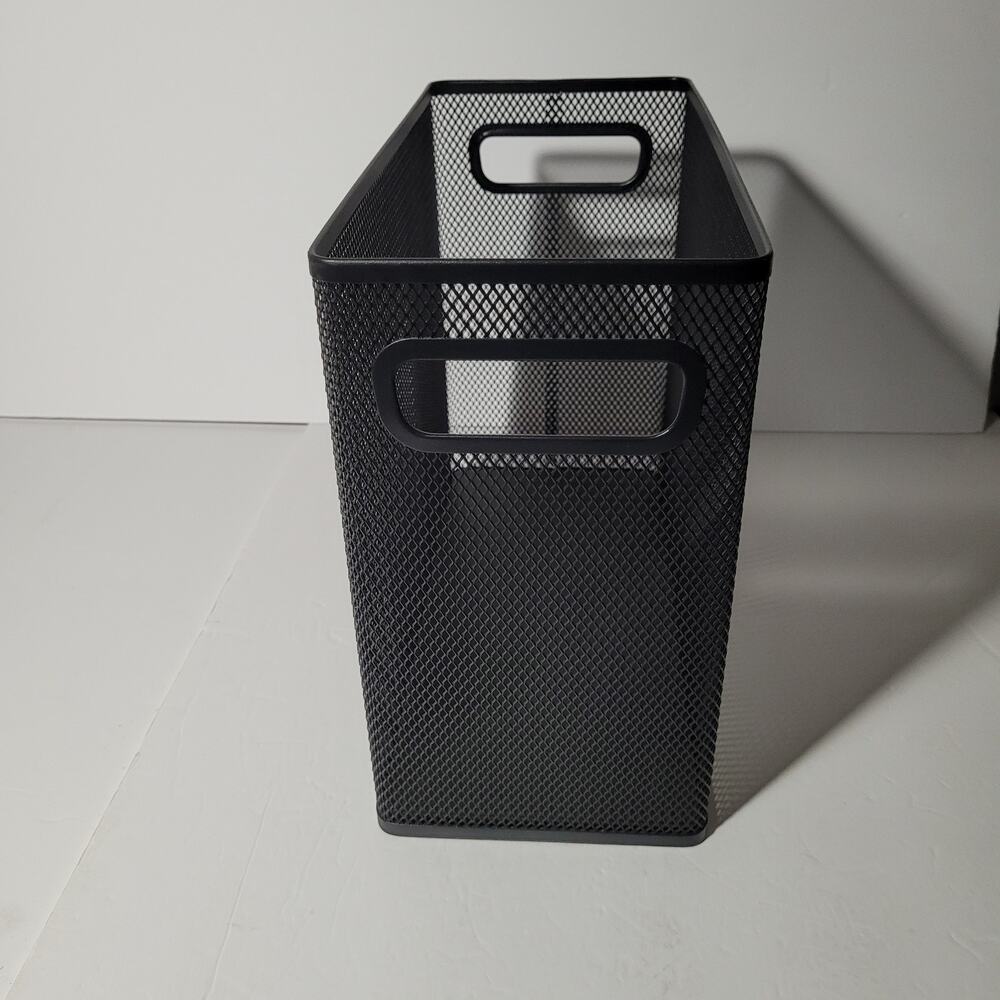 Black Metal Mesh Storage Basket with Handles - 10x12x6 - Picture 9 of 10